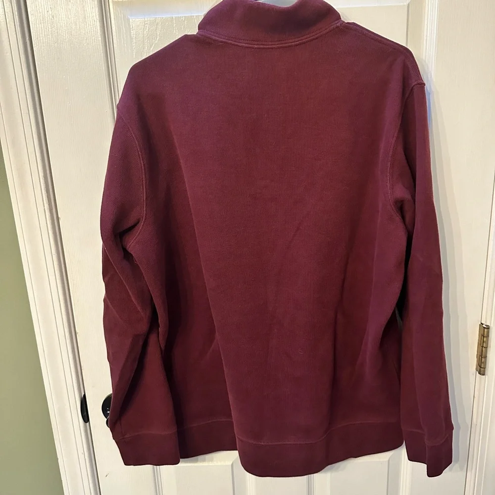 Lands' End Men's Maroon Zip-Up Sweater
